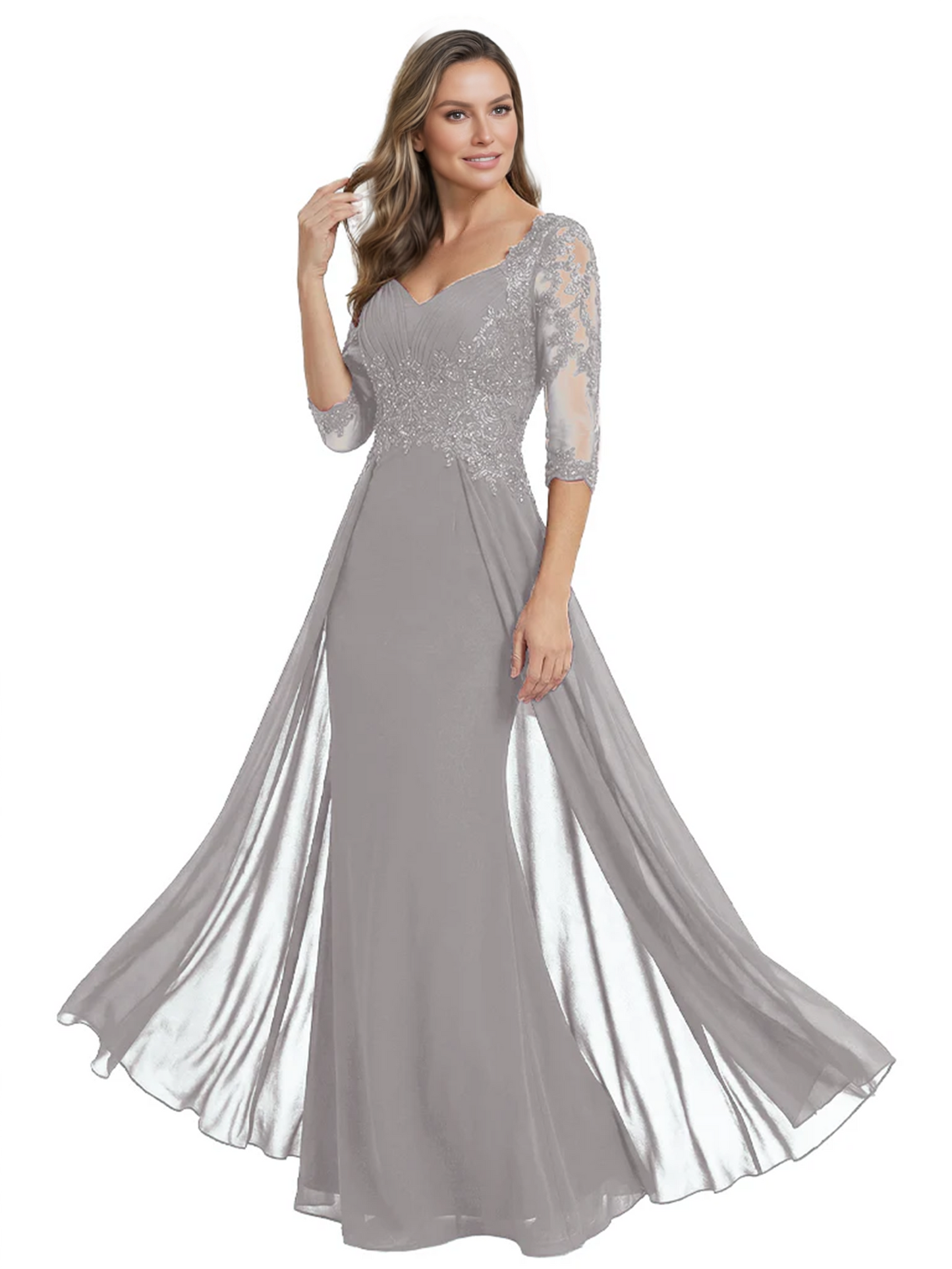 Luxury Burgundy Formal Dress Embroidered Lace Bodice Flowy Chiffon Gown 2026
