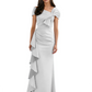 Elegant Mother of Bride Dress Formal Gowns Mermaid Ruffle Floor Length Asymmetric Neckline