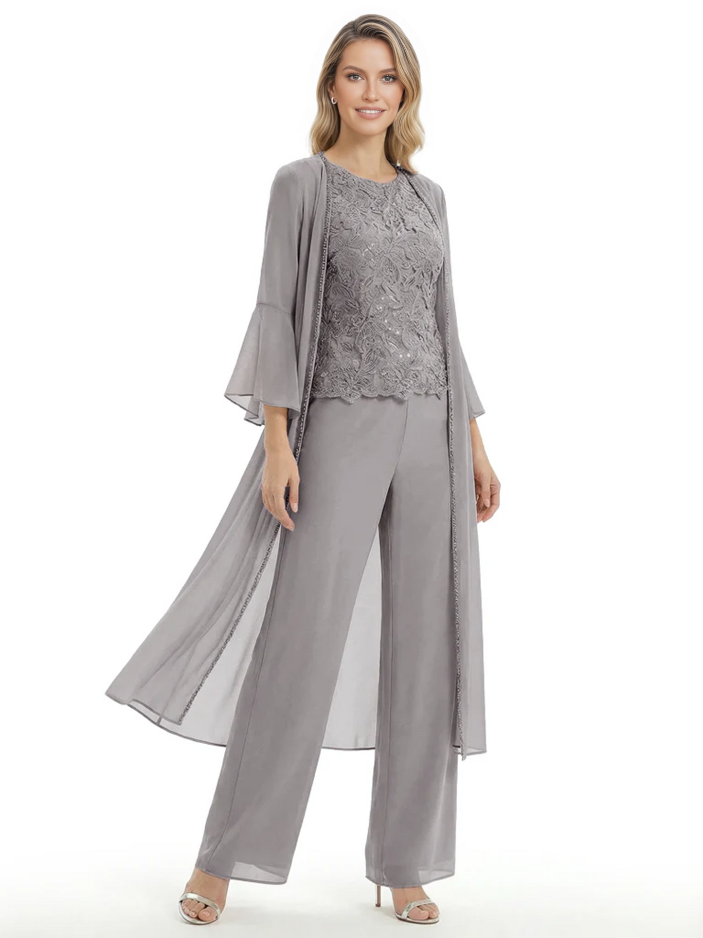 Elegant Pink 3-Piece Pant Set Trending 2026 Styles with Lace Wide-Leg Pants