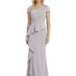 A-Line Satin Cap Sleeves Mother of the Brides Dresses Floor Length For Wedding