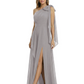 One-Shoulder Mother of the Bride Dress Chiffon Gown with Long Sash Detail