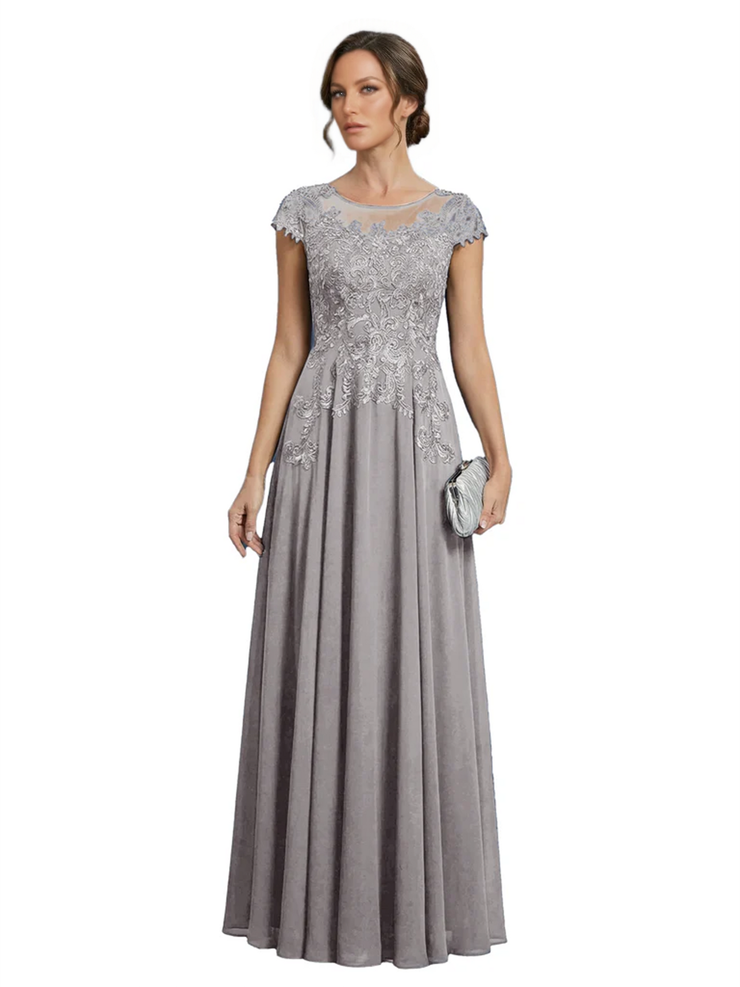 Chic Long A-Line Chiffon Mother of the Brides Dresses Sequin Mom Outfits For Wedding