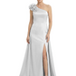 One Shoulder Mother of the Bride Dress with 3D Floral Detail Formal Dress A-Line Gowns with Slit