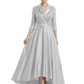 Elegant Mother of Bride Dress Evening Gowns Trending Styles with Lapel Collar 3/4 Sleeves