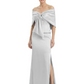 Formal Floor-Length Mother of the Bride Gown Satin Maxi Dress with Bow Neckline