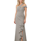 Modern Mother of Bride Dresses 2026 Asymmetric Neckline Ruffle Slit Gown
