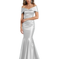 Luxury Emerald Formal Dress Off-the-Shoulder Satin Gown Trumpet Silhouette