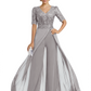 V-Neck Chiffon Mother of the Brides Jumpsuits Dresses Floor Length A-Line Lace