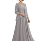 Plus Size A-line Chiffon 3/4 Sleeves Mother of the Brides Dresses Long Jacket Dress