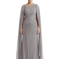 Elegant Asymmetric Neck Long A-Line Chiffon Mother of the Brides Dresses Mom Outfit with Cape