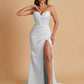 Elegant Soft Satin Mermaid V-neck Side Slit Floor-Length Bridesmaid Dresses Online