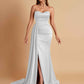 Elegant Soft Satin Sweetheart Strapless Side-Slit Mermaid Bridesmaid Dresses
