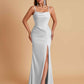Gorgeous Spaghetti Straps Soft Satin Side Slit Floor-Length Mermaid Bridesmaid Dresses