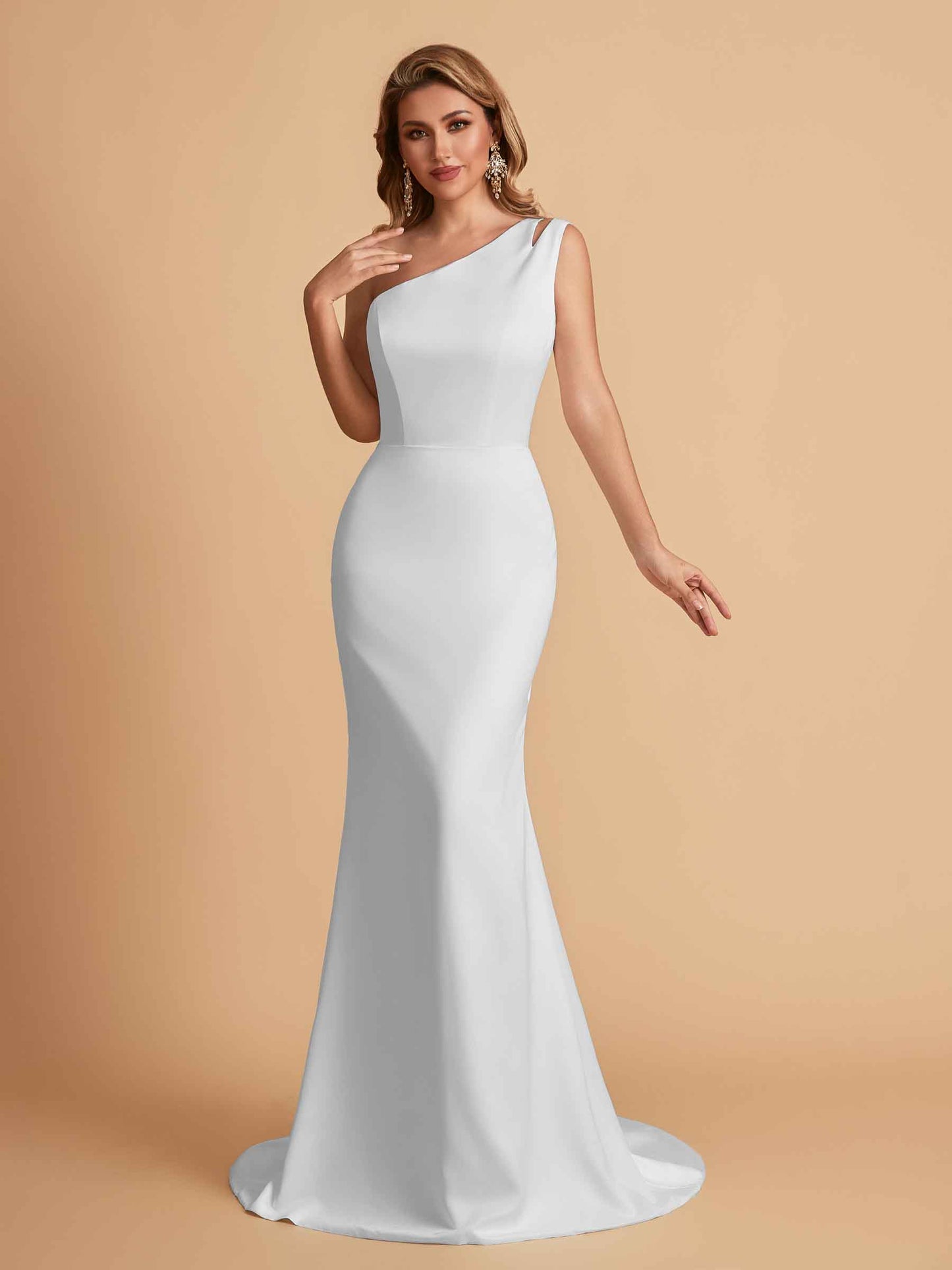 Elegant Satin One Shoulder Mermaid Side Slit Floor Length Bridesmaid Dresses