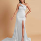 Elegant Soft Satin Sweetheart One Shoulder Side-Slit Mermaid Bridesmaid Dresses