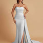 Simple Soft Satin Mermaid Strapless Floor-Length Mermaid Bridesmaid Dresses