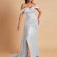 Elegant Soft Satin Mermaid Off Shoulder Floor-Length Mermaid Bridesmaid Dresses
