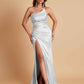 Gorgeous Strapless Soft Satin Side Slit Floor-Length Mermaid Bridesmaid Dresses