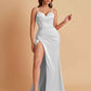 Simple Soft Satin Mermaid V-neck Floor-Length Mermaid Bridesmaid Dresses