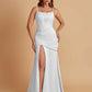Sexy Soft Satin Mermaid Spaghetti Straps Side Slit Floor-Length Bridesmaid Dresses