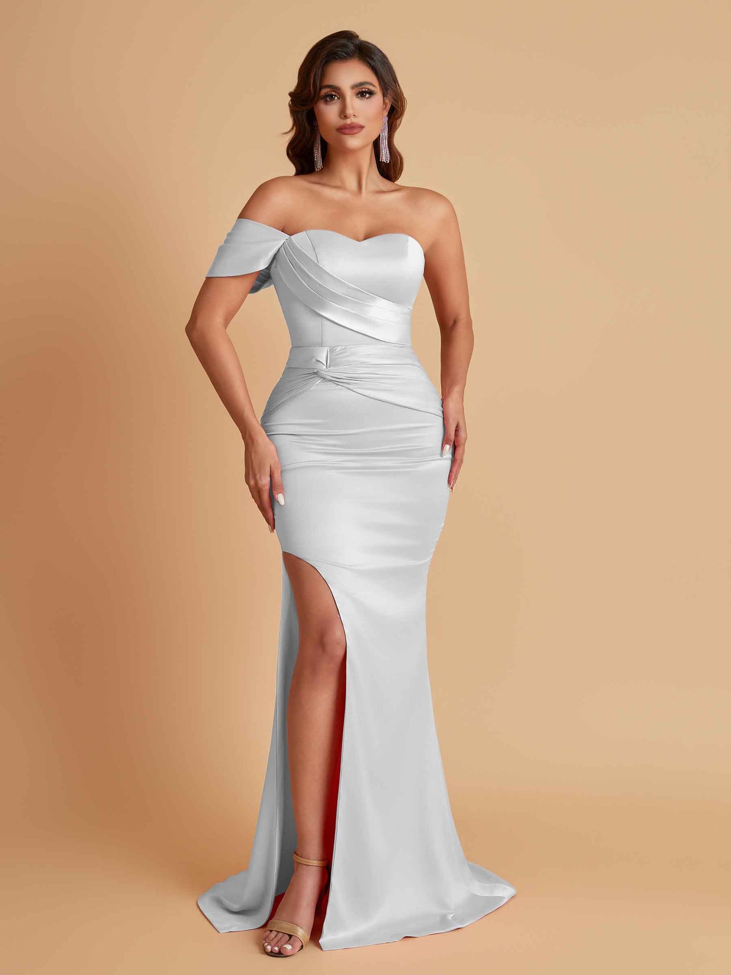 Sexy Soft Satin Mermaid One Shoulder Floor-Length Mermaid Bridesmaid Dresses