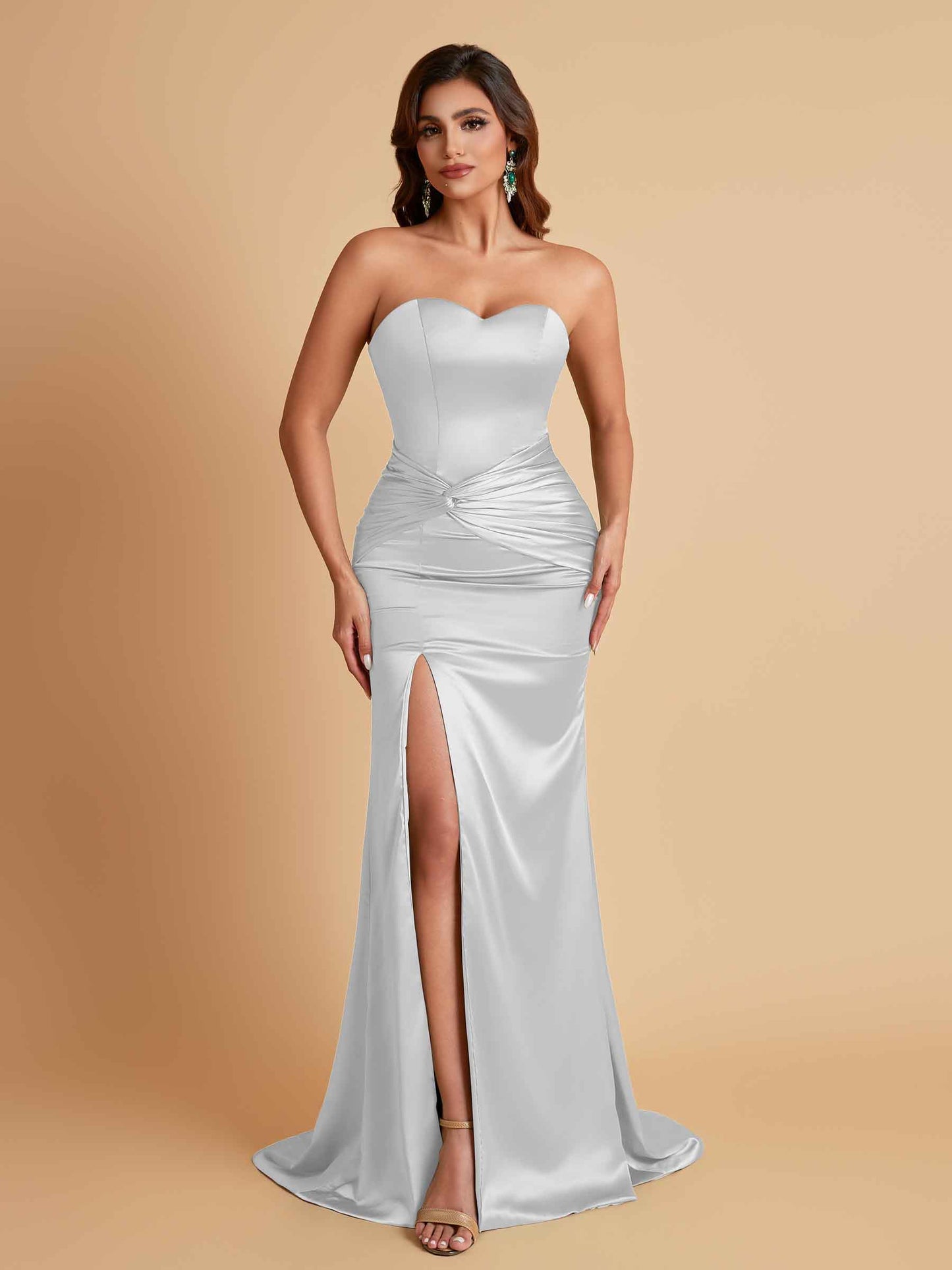 Sexy Soft Satin Mermaid Sweetheart Floor-Length Mermaid Bridesmaid Dresses