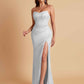 Sexy Strapless Soft Satin Side Slit Floor-Length Mermaid Bridesmaid Dresses