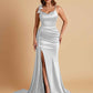 Elegant Soft Satin Mermaid Bowknot Floor-Length Mermaid Bridesmaid Dresses