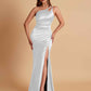 Sexy Soft Satin Mermaid One Shoulder Floor-Length Mermaid Bridesmaid Dresses