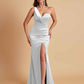 Gorgeous One Shoulder Soft Satin Side Slit Floor-Length Mermaid Bridesmaid Dresses