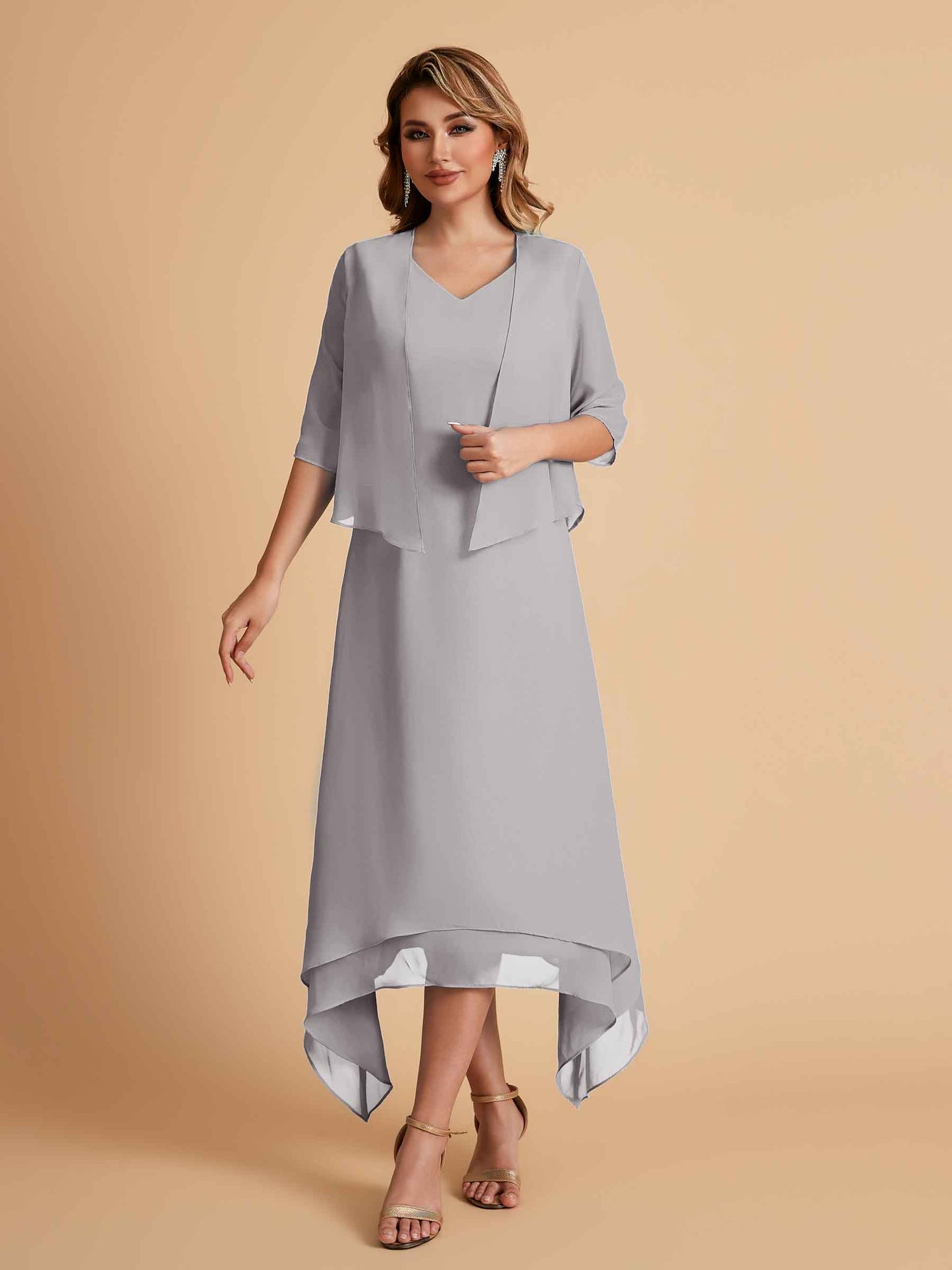 Elegant A-line Chiffon Short Sleeves Mother of the Brides Dresses Online