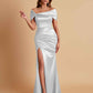 Elegant Soft Satin Off-the-shoulder Side-Slit Mermaid Bridesmaid Dresses