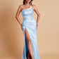 Gorgeous Strapless Soft Satin Side Slit Floor-Length Mermaid Bridesmaid Dresses
