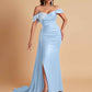 Elegant Soft Satin Mermaid Off Shoulder Floor-Length Mermaid Bridesmaid Dresses