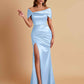 Elegant Soft Satin Off-the-shoulder Side-Slit Mermaid Bridesmaid Dresses