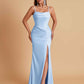 Gorgeous Spaghetti Straps Soft Satin Side Slit Floor-Length Mermaid Bridesmaid Dresses
