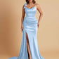 Elegant Soft Satin Mermaid Bowknot Floor-Length Mermaid Bridesmaid Dresses