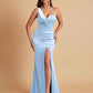 Gorgeous One Shoulder Soft Satin Side Slit Floor-Length Mermaid Bridesmaid Dresses