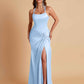 Gorgeous Square Criss Cross Soft Satin Side Slit Floor-Length Mermaid Bridesmaid Dresses