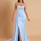 Elegant Soft Satin Sweetheart Strapless Side-Slit Mermaid Bridesmaid Dresses