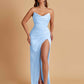 Sexy Soft Satin Mermaid V-neck Side Slit Floor-Length Bridesmaid Dresses Online