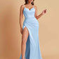 Simple Soft Satin Mermaid V-neck Floor-Length Mermaid Bridesmaid Dresses