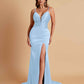 Sexy Soft Satin V-neck Spaghetti Strap Side-Slit Mermaid Bridesmaid Dresses