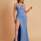 Simple Soft Satin Mermaid V-neck Floor-Length Mermaid Bridesmaid Dresses