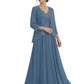 Plus Size A-line Chiffon 3/4 Sleeves Mother of the Brides Dresses Long Jacket Dress