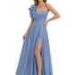 Elegant Mother of the Groom Dress A-Line Satin Formal Gown with High Slit Ruched Bodice