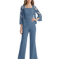 Mother of the Bride Jumpsuit with Lace Jacket 3/4 Sleeve Formal Pant Suit