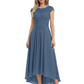 Elegant Evening Gown Trending 2026 Styles with Cap Sleeves High-Low Skirt