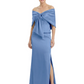 Formal Floor-Length Mother of the Bride Gown Satin Maxi Dress with Bow Neckline