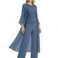 Elegant Pink 3-Piece Pant Set Trending 2026 Styles with Lace Wide-Leg Pants